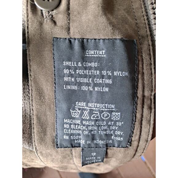 F.S. Limited Trench Coat Women’s Size 12 Brown Long Sleeve Duel Zipper Hooded - Picture 4 of 5